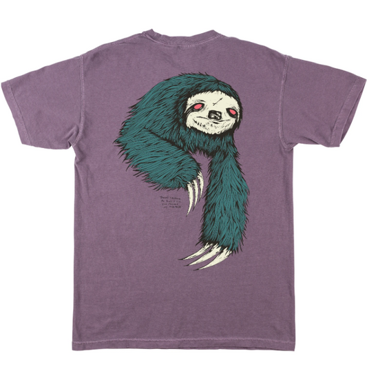 WELCOME Sloth Garment Dyed Tee - Wine