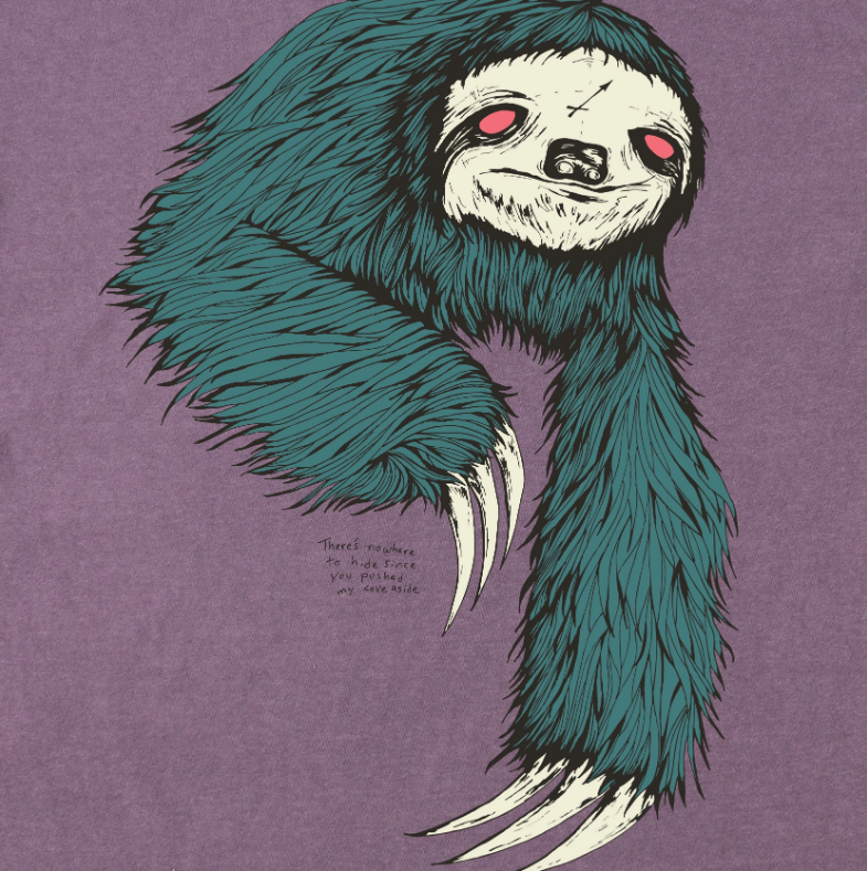 ยินดีต้อนรับ Sloth Garment Dyed Tee - ไวน์