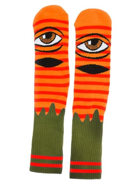 TOY MACHINE Sect Eye Stripe Socks - Army+Orange / Sage+Black